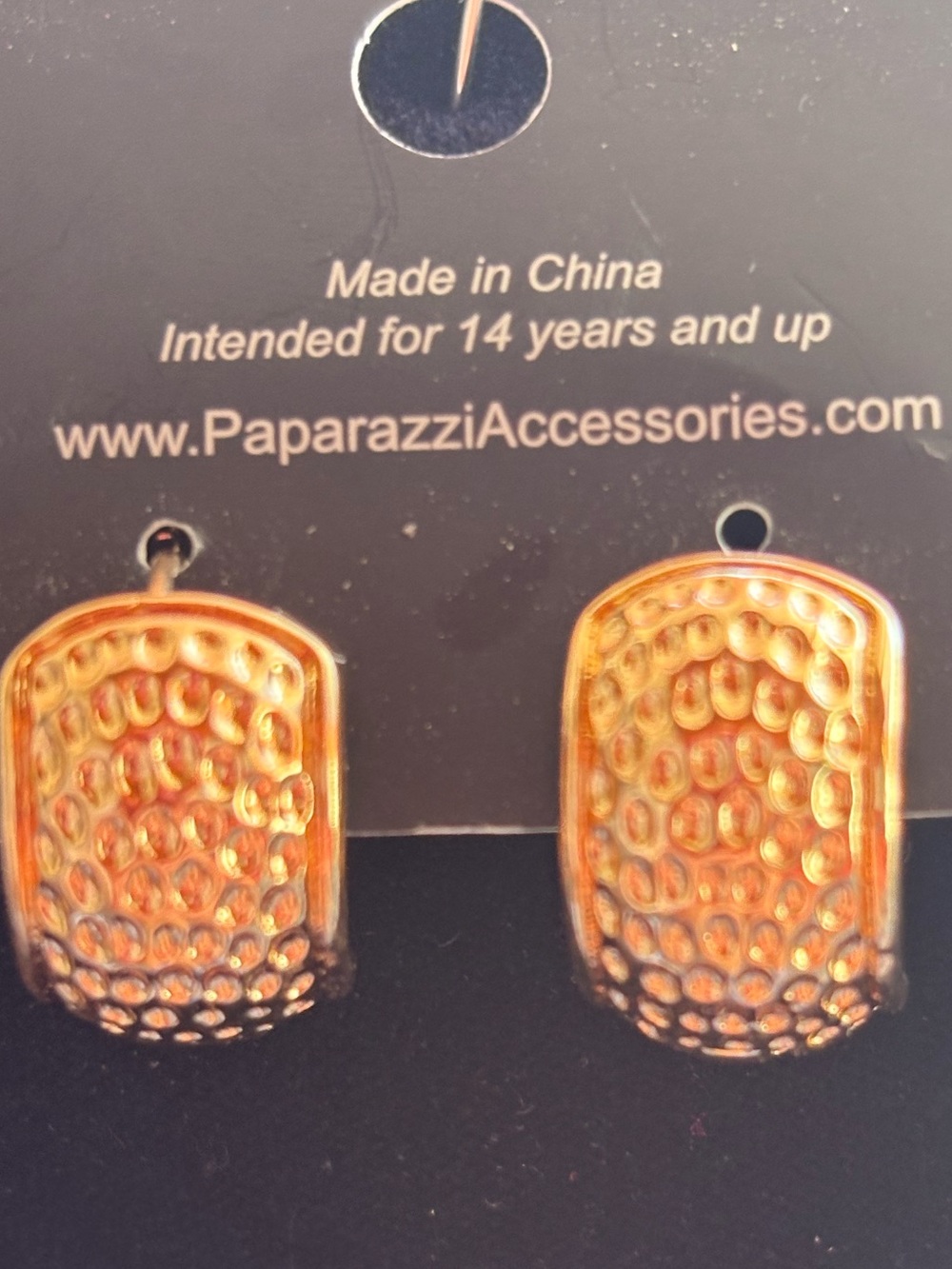 Paparazzi Gold Hammered Dome Dangle Earrings